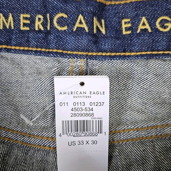 American Eagle Bootcut Jeans Mens 33x30 Dark Wash Blue Classic Whiskering Faded - Picture 9 of 14